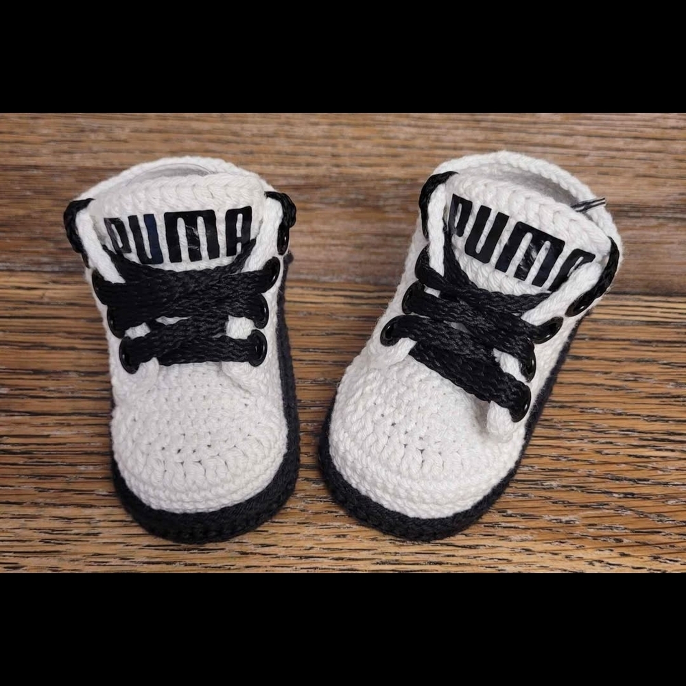 Puma Baby White and Black Walker Shoes